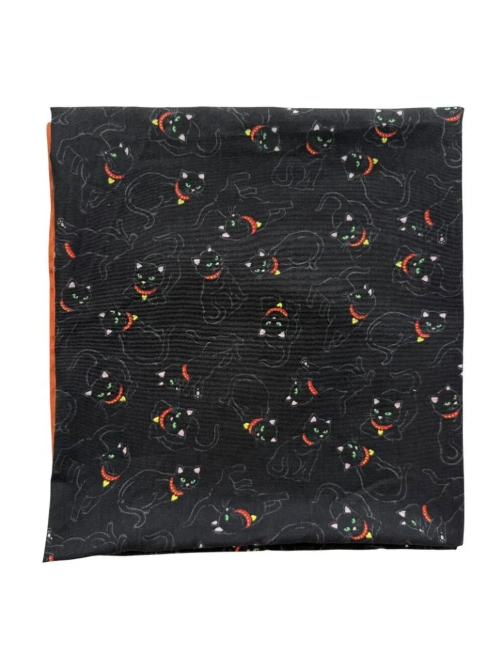 VTG Black Cat Halloween Square Card Table Tablecloth Cotton Whimsigoth Witchy